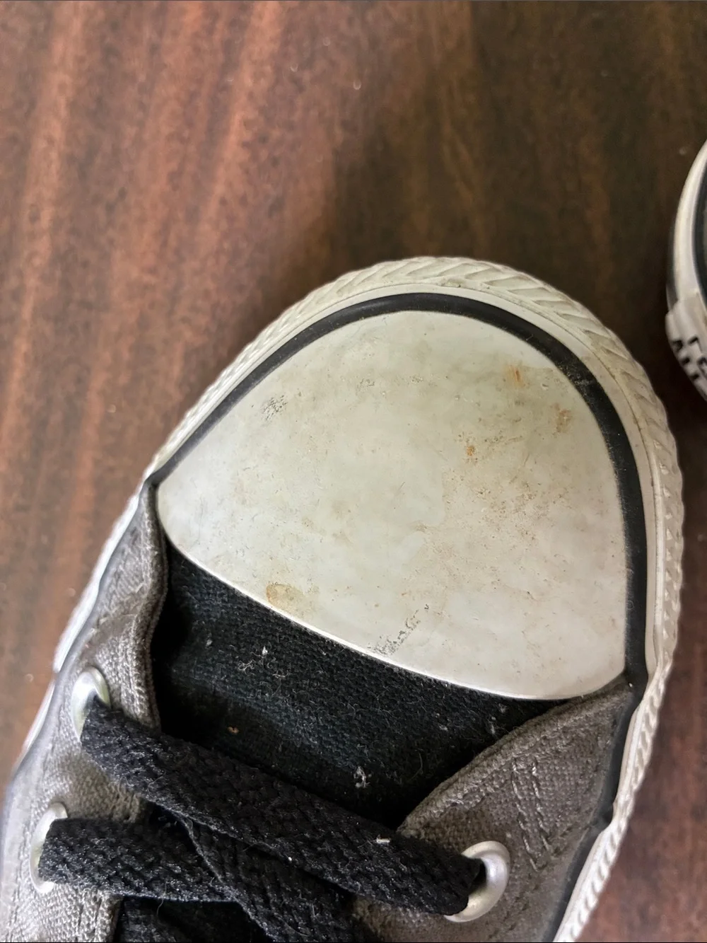 Gray High-Top Canvas Sneakers with Black Accents - Picture 3 of 4